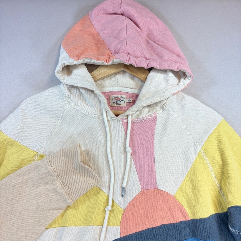 Faherty Soleil Sun Mountain Hoodie Mens Large Multi Color Cotton Beach Surf